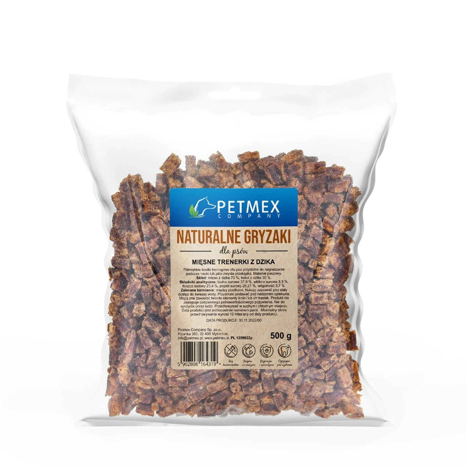 PETMEX Mięsne trenerki z dzika dla psa 500g