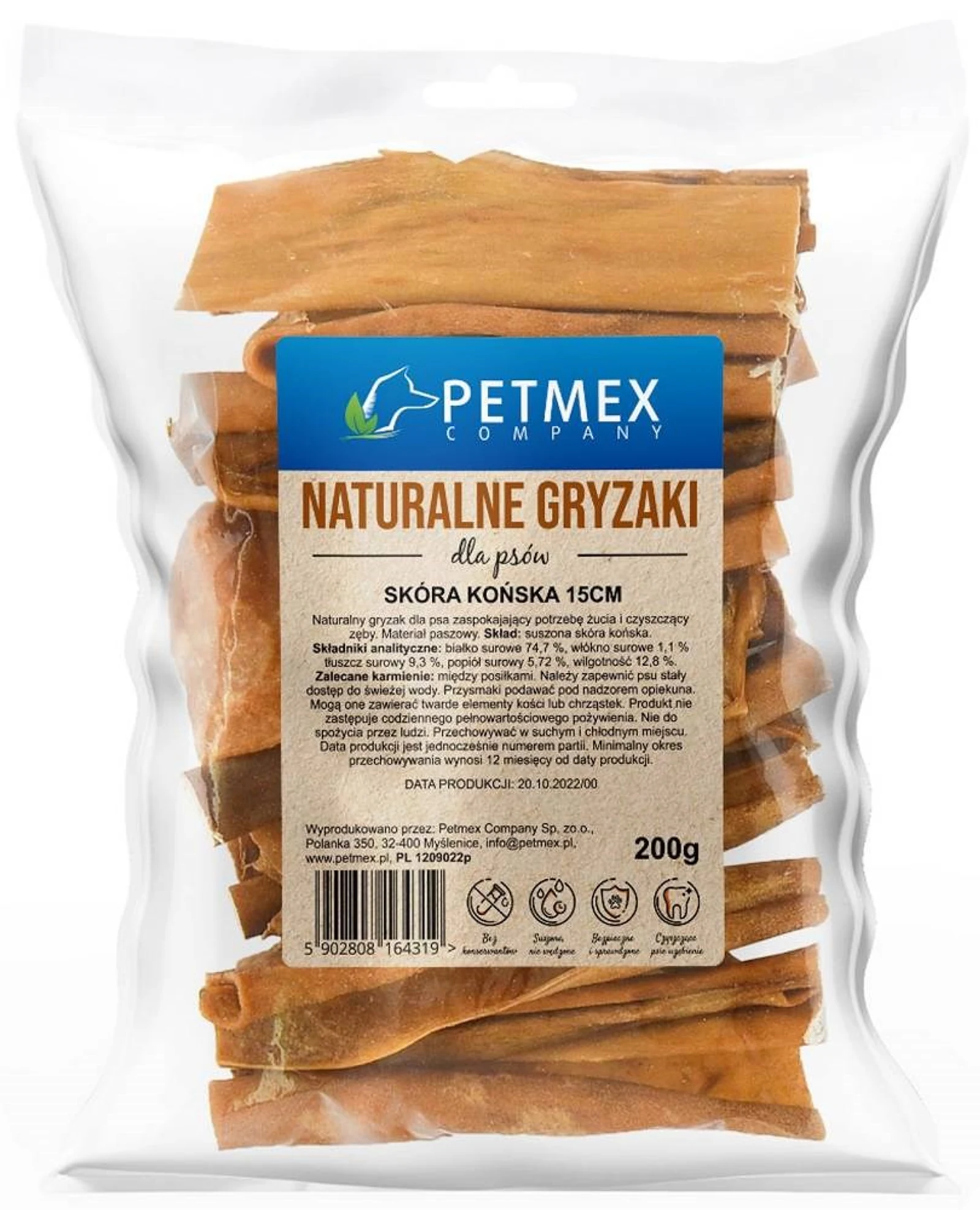 Przysmak dla psa - Skóra końska PETMEX 15 cm, 200 g