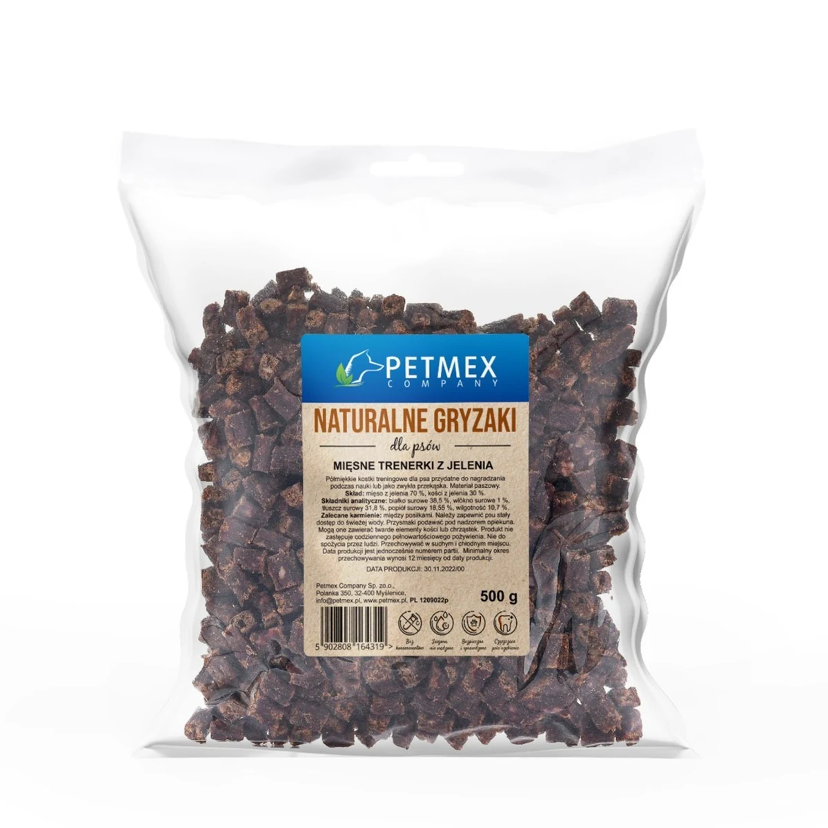 Przysmaki treningowe dla psa - mięso z jelenia 500g