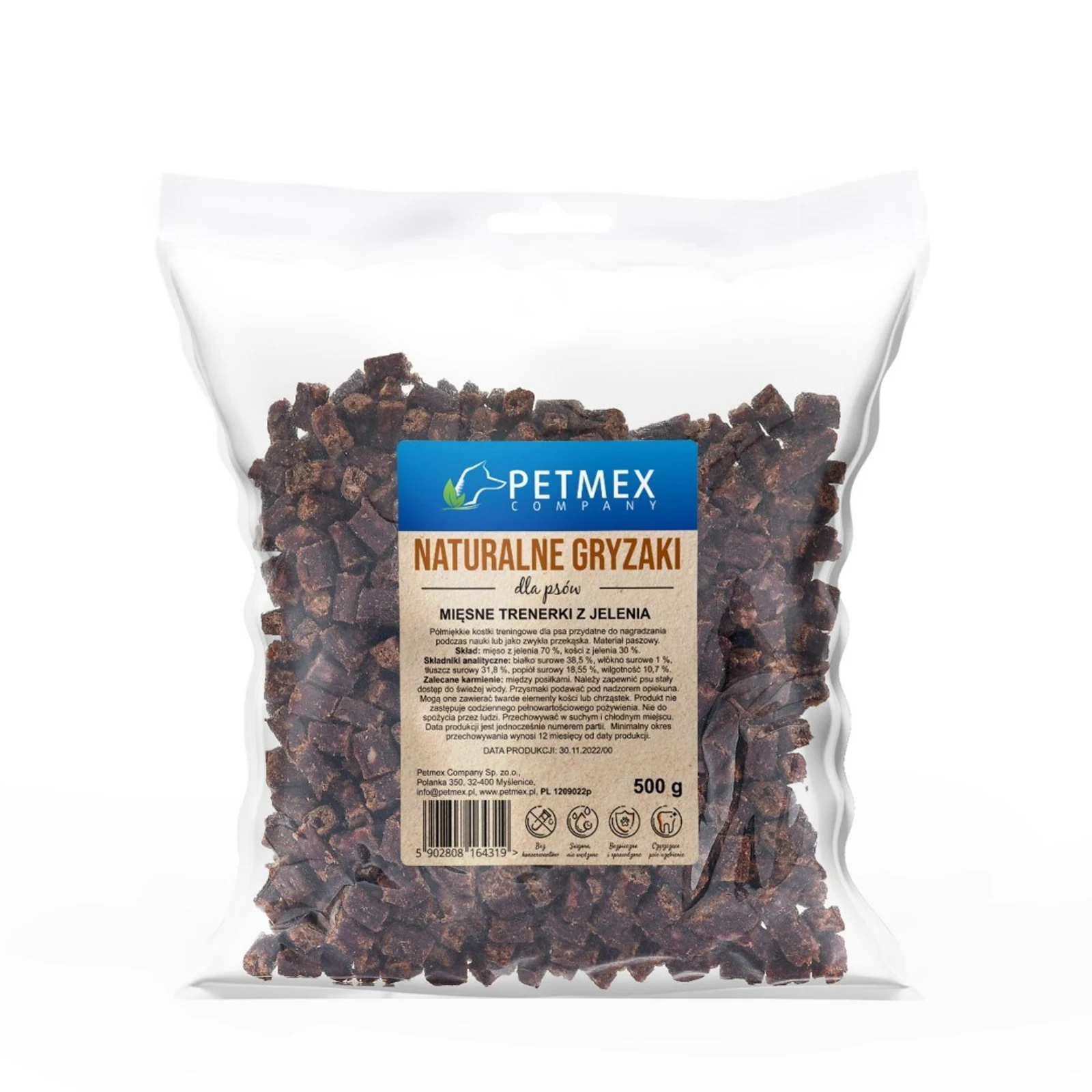 Przysmaki treningowe dla psa - mięso z jelenia 500g