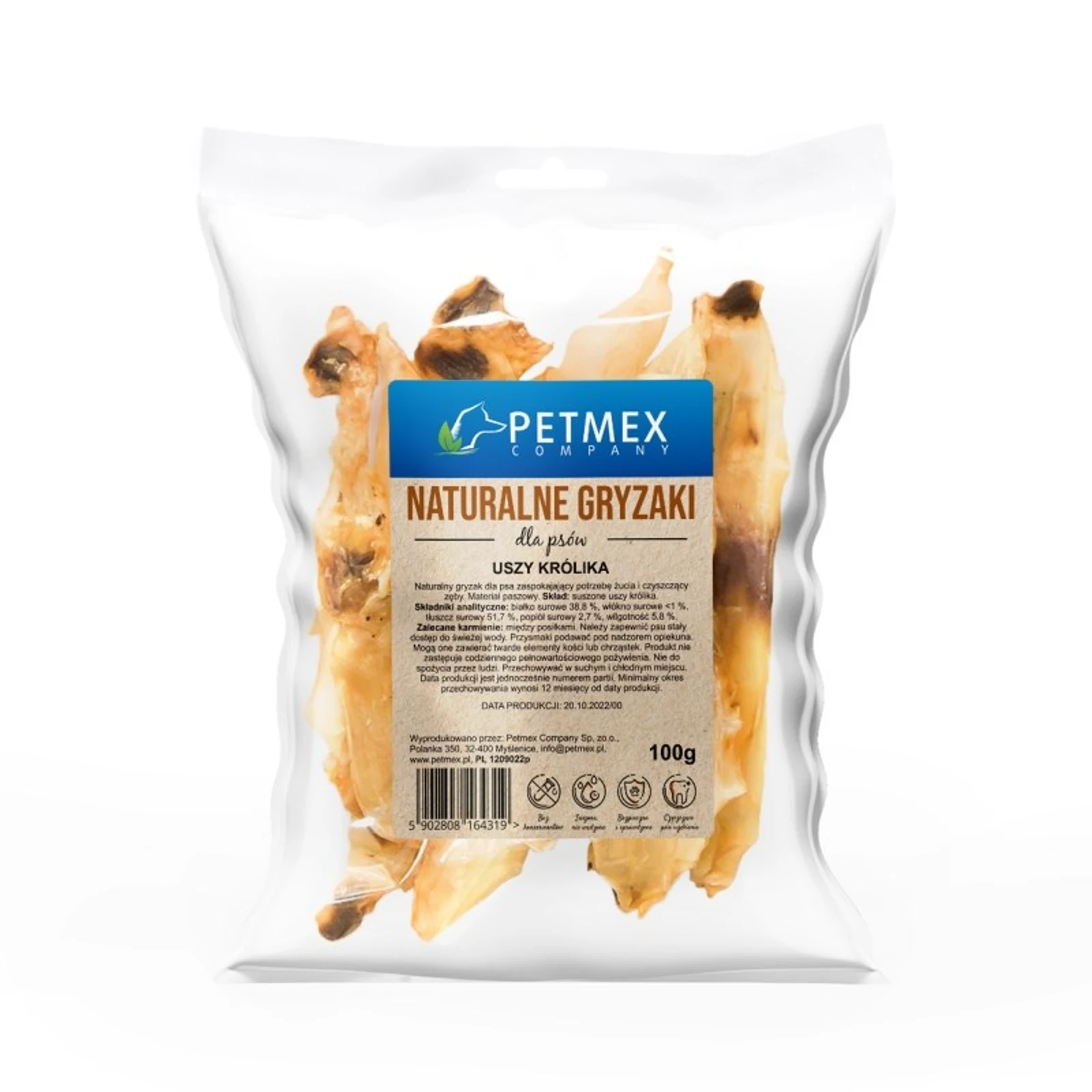 PETMEX Ucho Królika - gryzak 100g