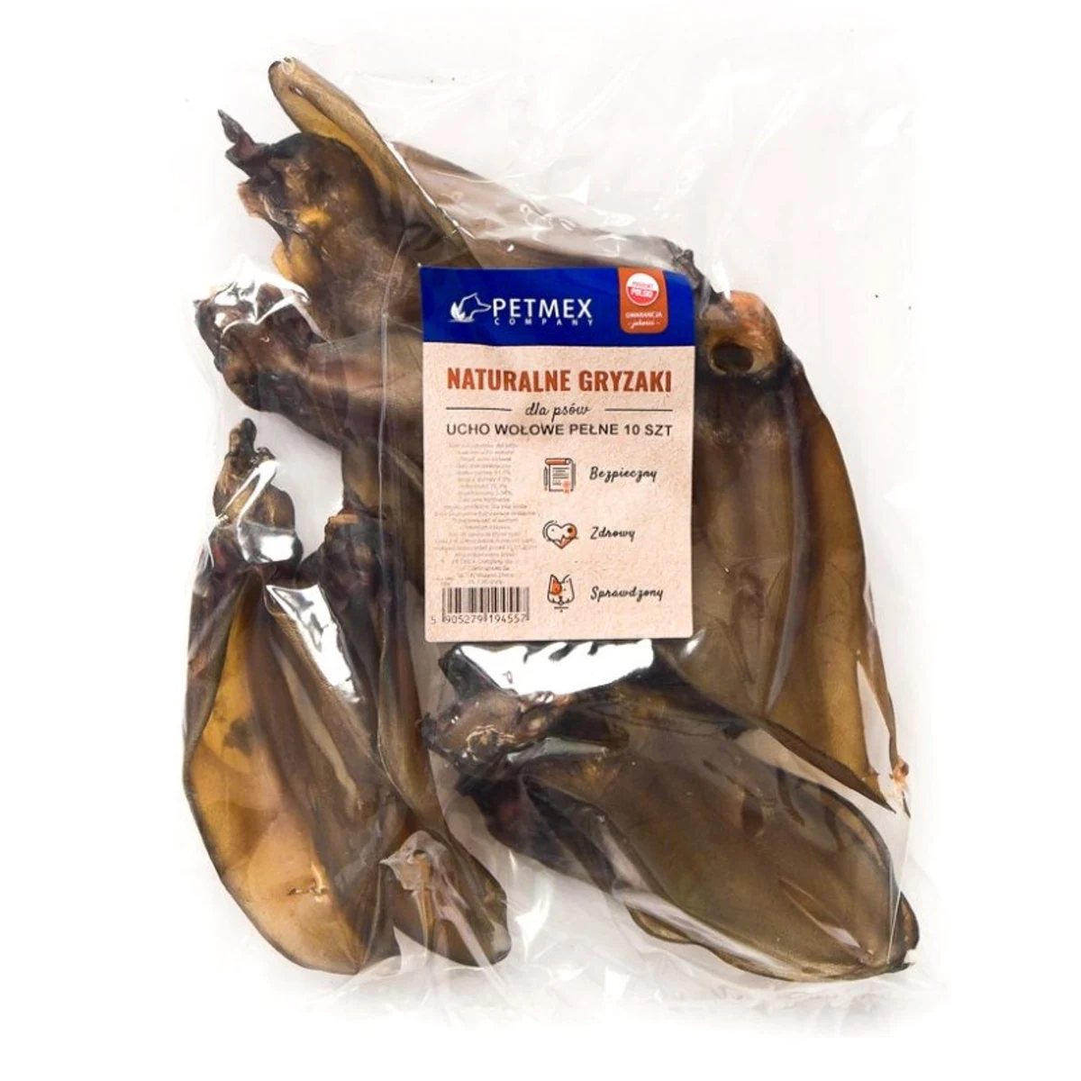Naturalny gryzak dla psa - ucho wołowe PETMEX, 10 sztuk