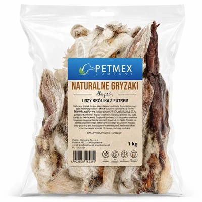 Przysmak dla psa - Uszy królika z futrem 1kg