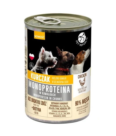 Mokra karma dla psa PetRepublic MONOPROTEINA z kurczakiem w sosie 400 g
