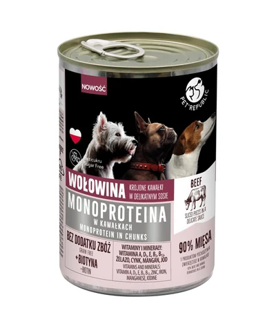Mokra karma dla psa PetRepublic MONOPROTEINA wołowina w sosie 400 g
