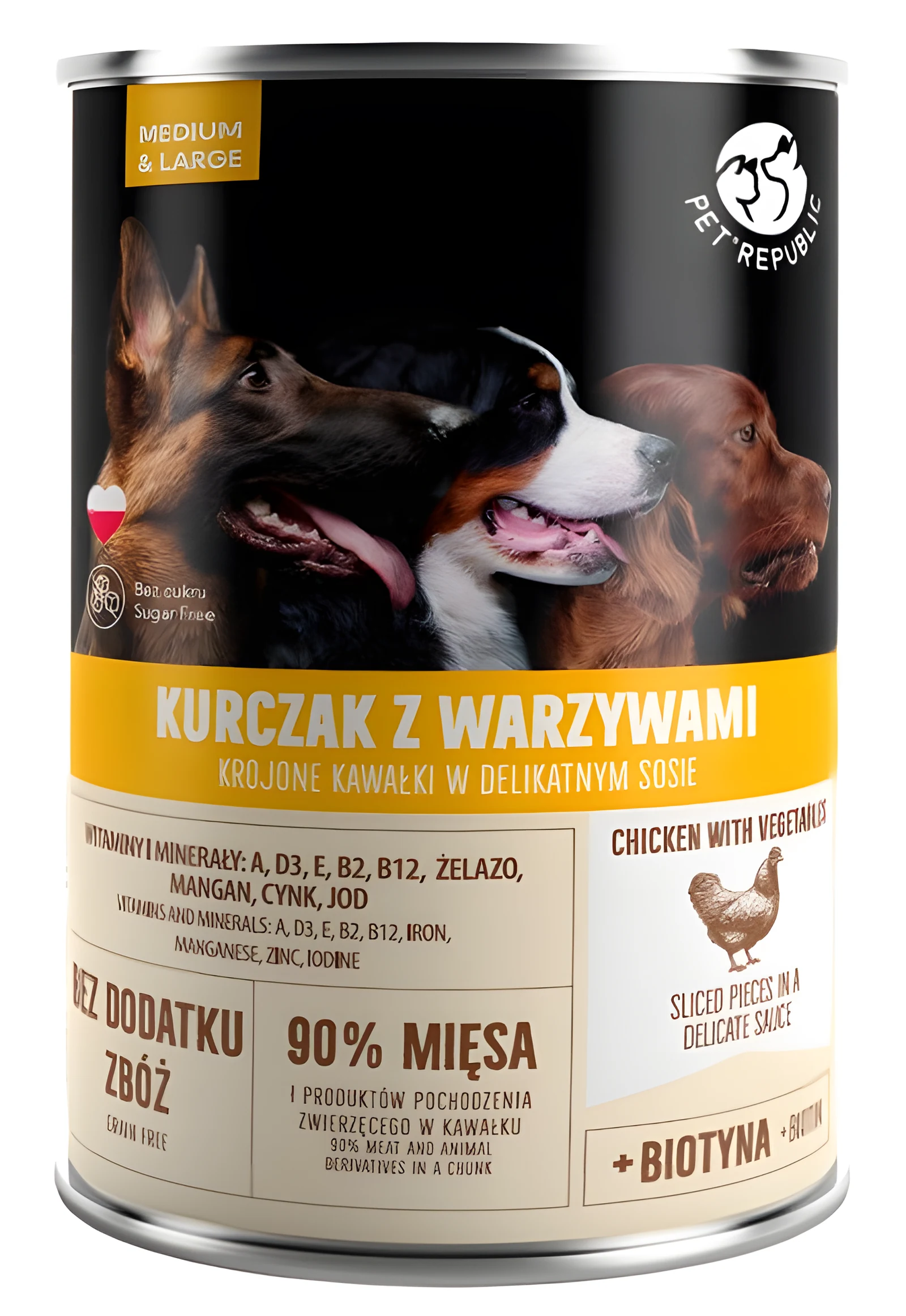 Mokra karma dla psa PetRepublic, kurczak z warzywami, 1250 g