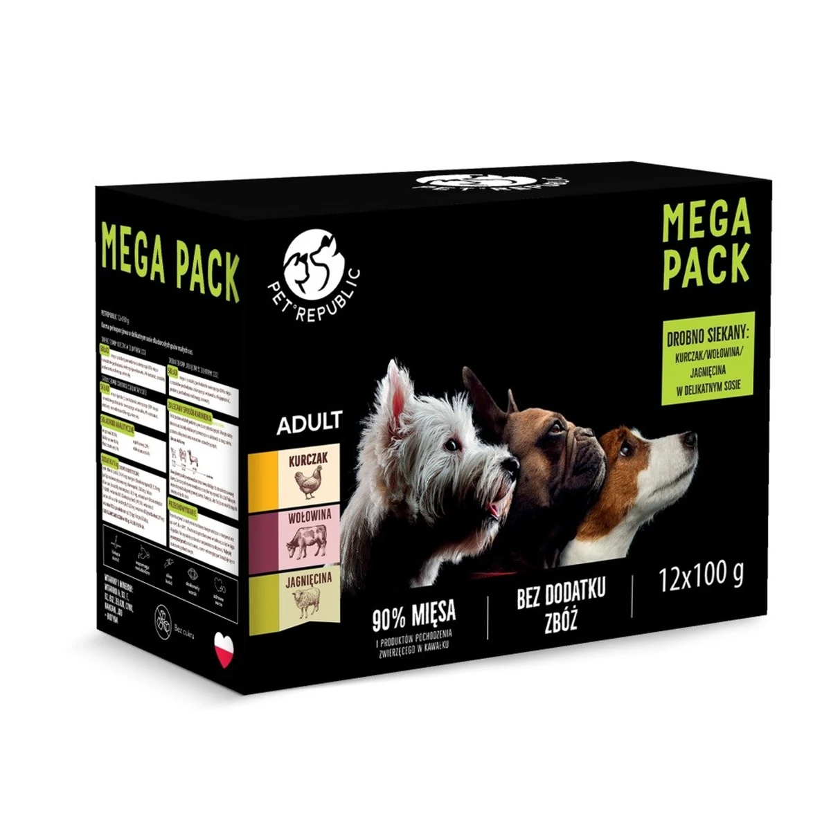 PetRepublic saszetki dla psa 12x100g (kurczak, wołowina, jagnięcina)