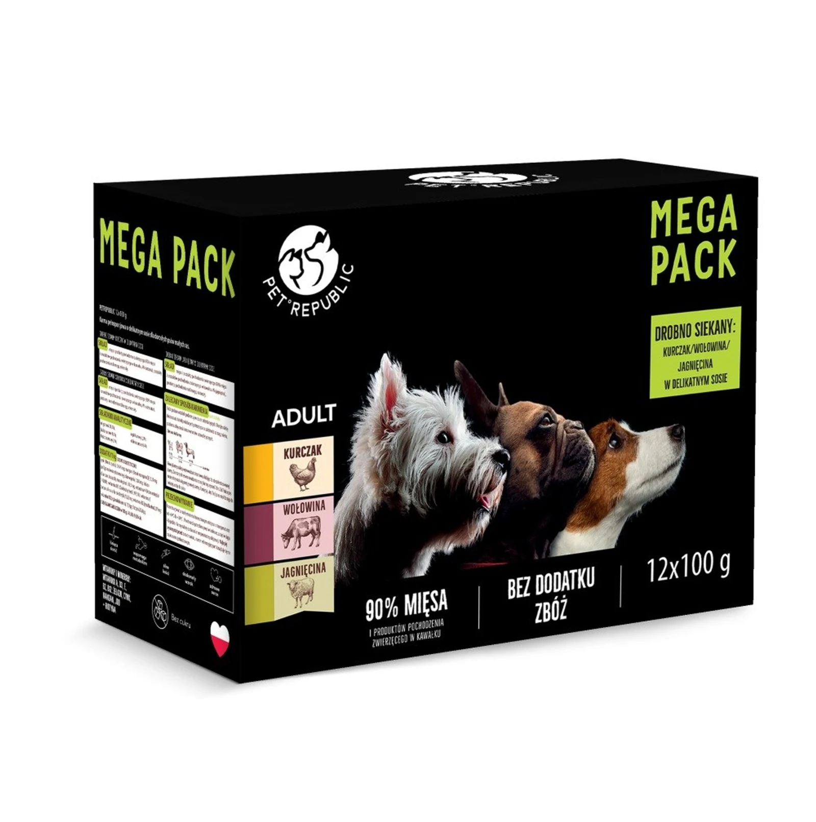 PetRepublic saszetki dla psa 12x100g (kurczak, wołowina, jagnięcina)
