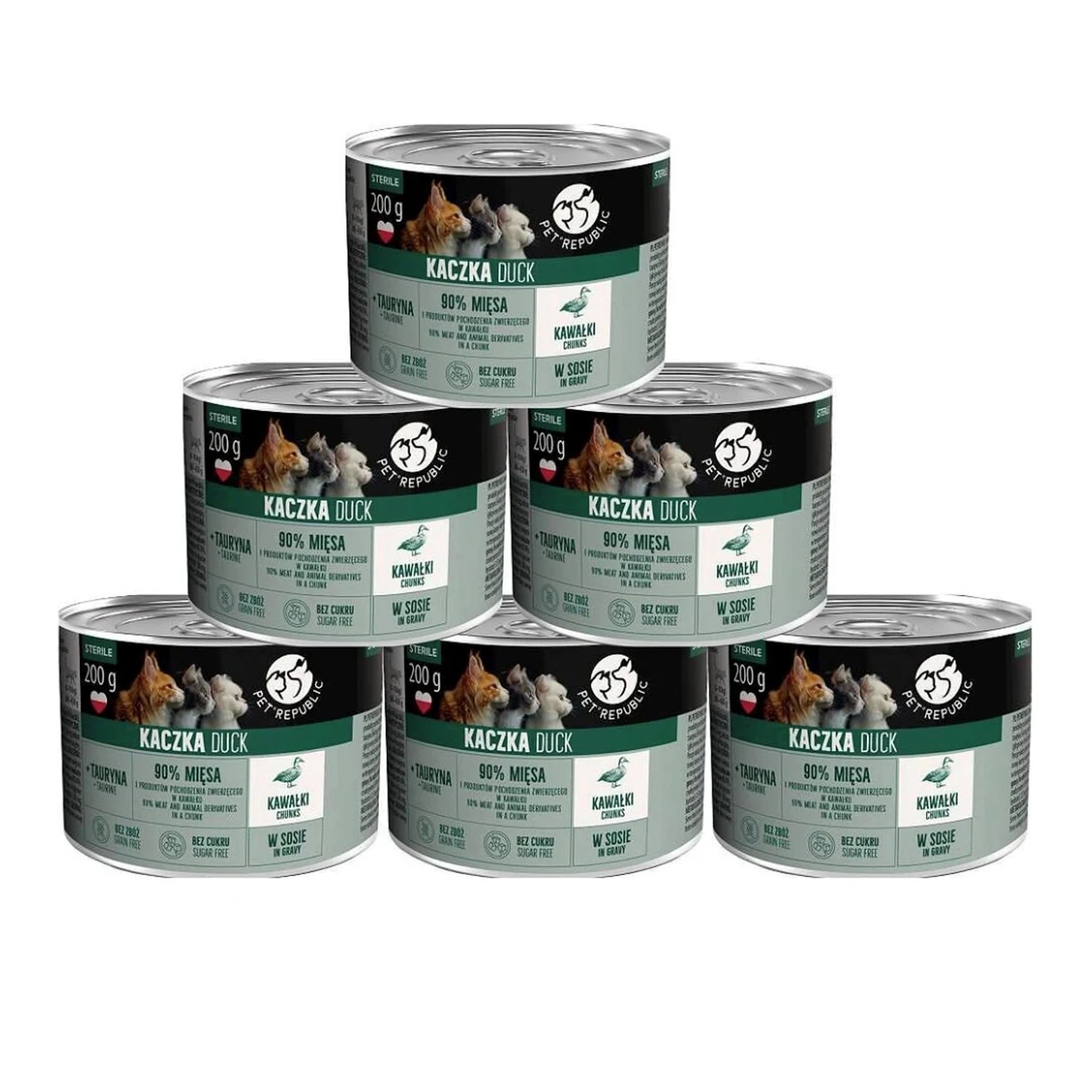 PetRepublic Steril kaczka kawałki w sosie mokra karma dla kota 10x200g