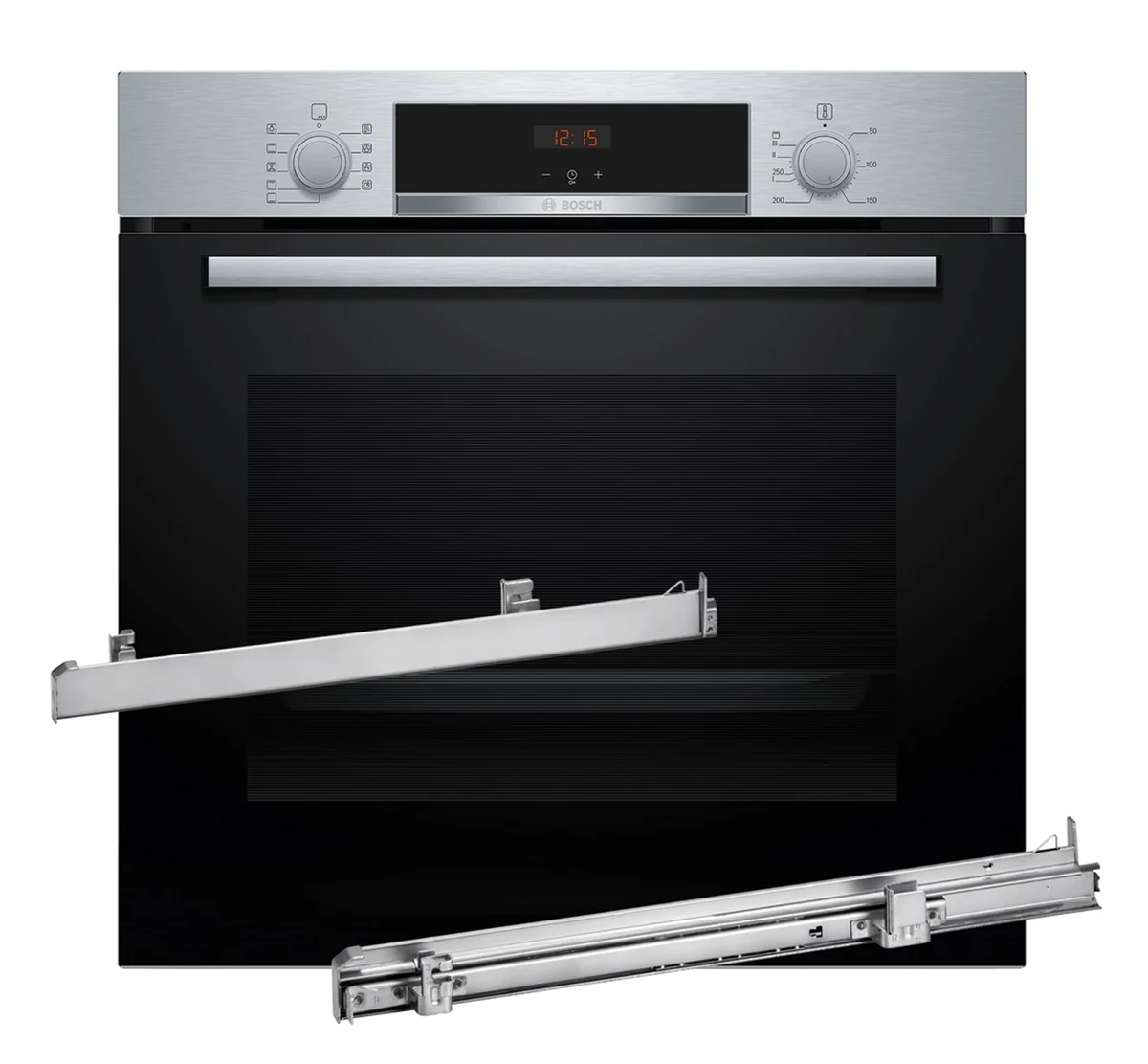 Piekarnik BOSCH HBA514BS3 + Prowadnice teleskopowe 1 poziomowe BOSCH HEZ538000