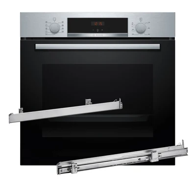 Piekarnik BOSCH HBA514BS3 + Prowadnice teleskopowe 1 poziomowe BOSCH HEZ538000
