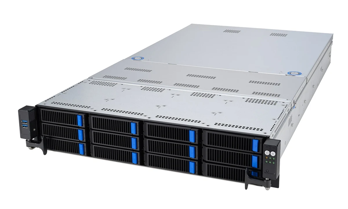 Platforma serwerowa RACK Asus RS720A-E12-RS12 z procesorem AMD EPYC 9004 (12 rdzeni, 2.2 GHz)