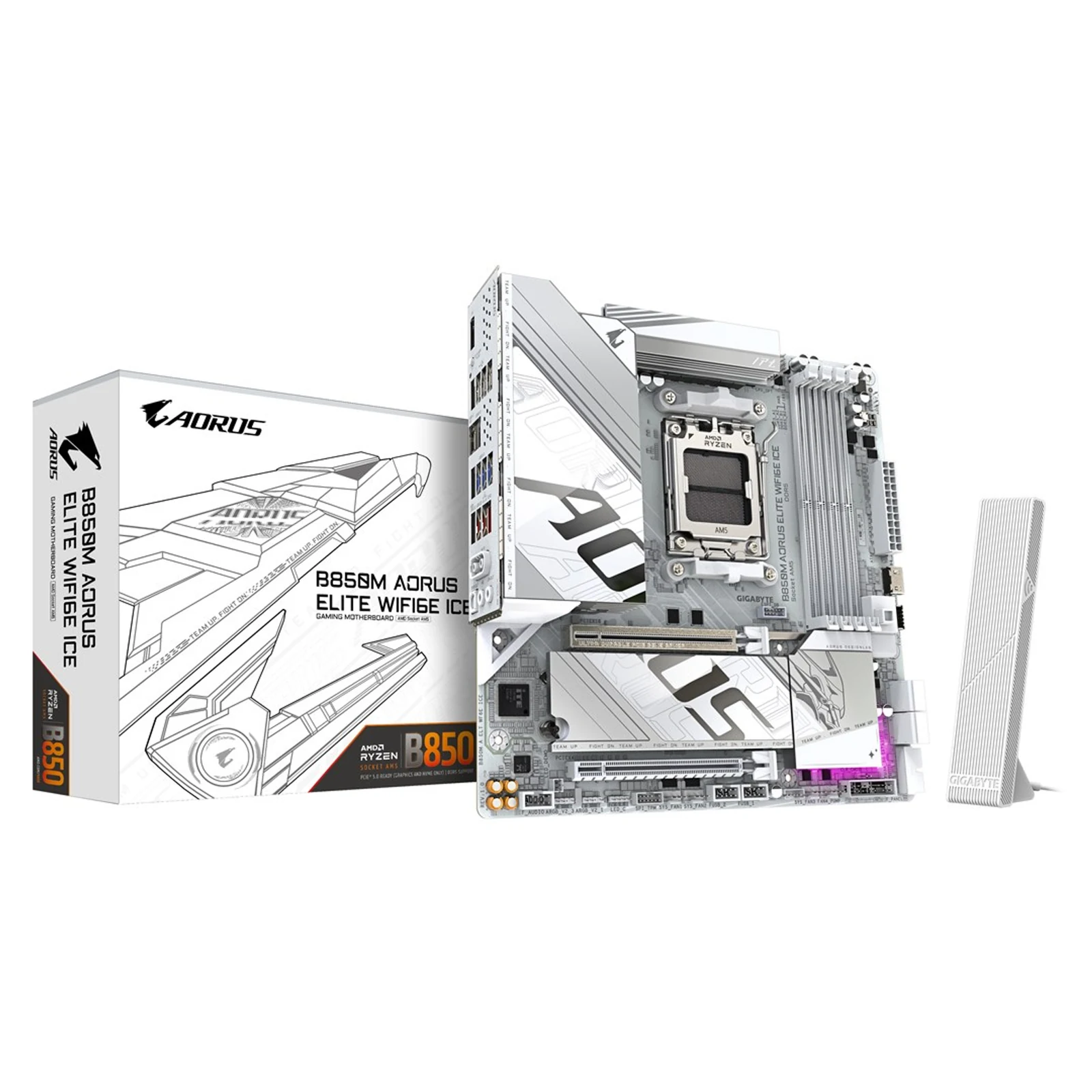 Płyta główna Gigabyte B850M A ELT WF6E ICE - ATX, AM5, Wi-Fi 6, 4x DDR5-6400, M.2 2280 — zdjęcie 1 z 5