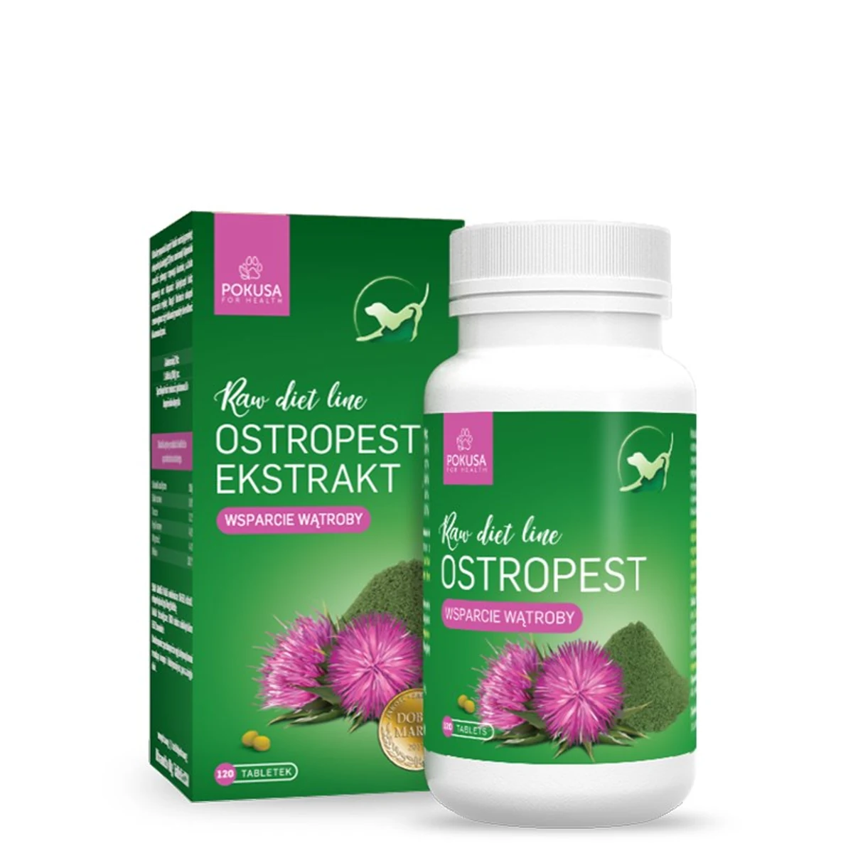 Ostropest plamisty - suplement diety Pokusa Raw Diet Line, 120 tabletek