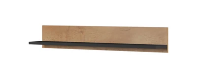 Półka drewniana SOHO, dąb lefkas + czarny, 125 cm (2 sztuki)