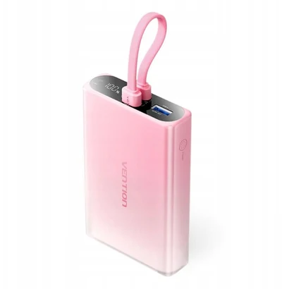 Powerbank Vention 10000 mAh Różowy, USB-C, Lightning, USB-A