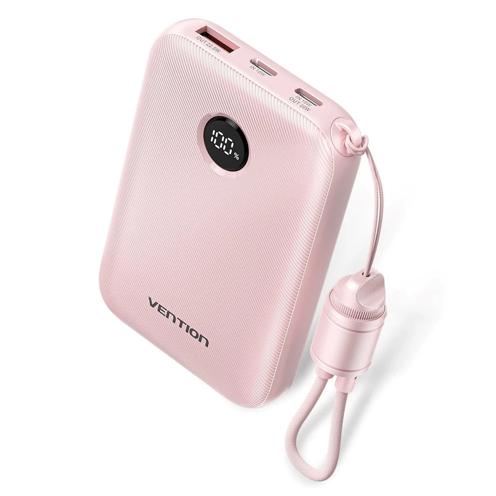 Powerbank Vention 10000mAh, 2x USB-C, 1x USB-A, Różowy — zdjęcie 1 z 4