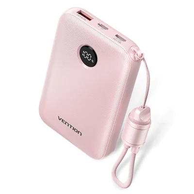 Powerbank Vention 10000mAh, 2x USB-C, 1x USB-A, Różowy