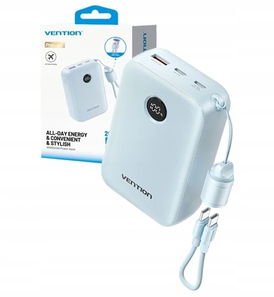 Powerbank Vention 20000mAh, 2x USB-C, 1x USB-A, niebieski