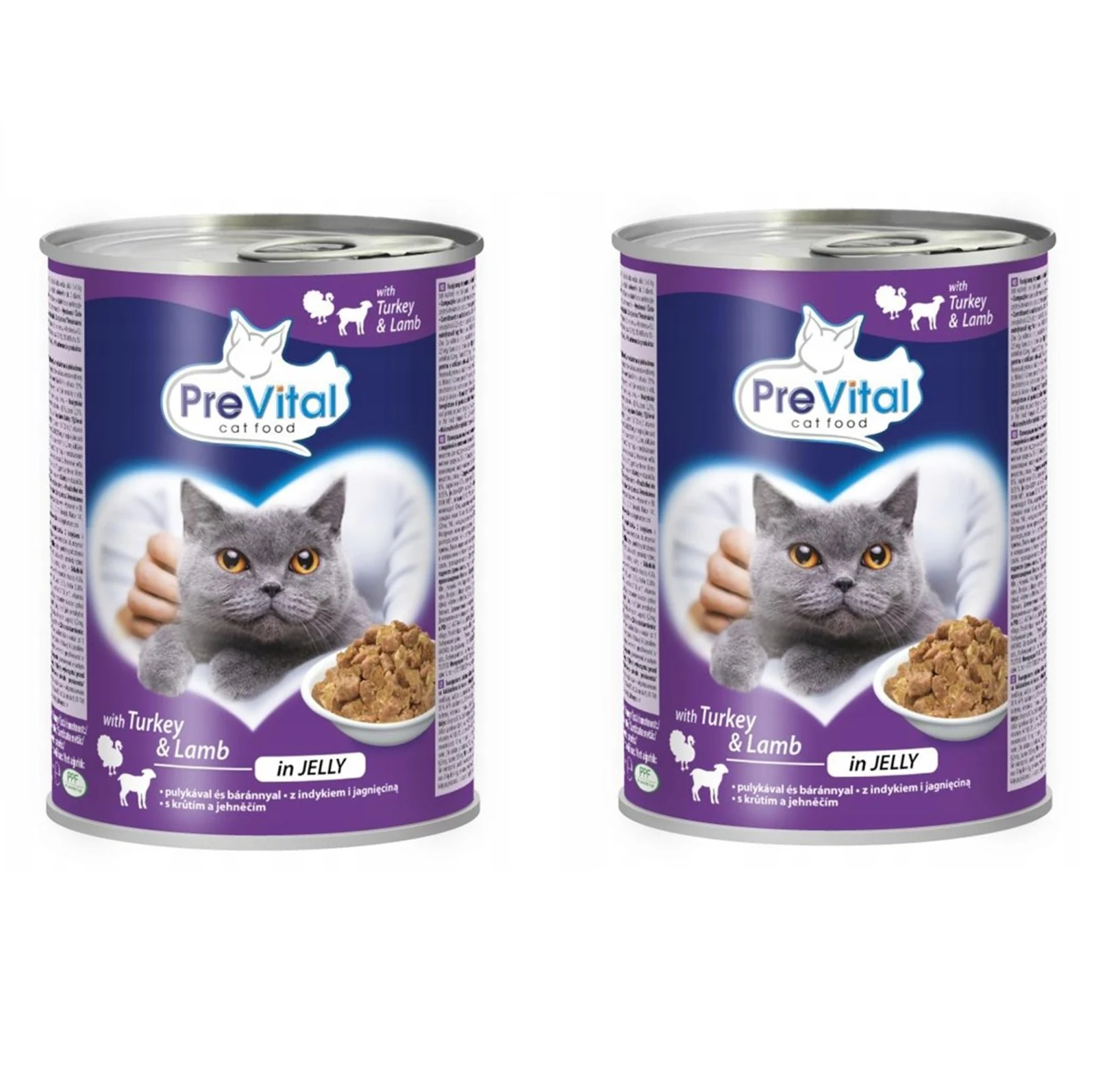 Mokra karma dla kota PREVITAL z indykiem i jagnięciną 415g x 2 sztuki — zdjęcie 1 z 3