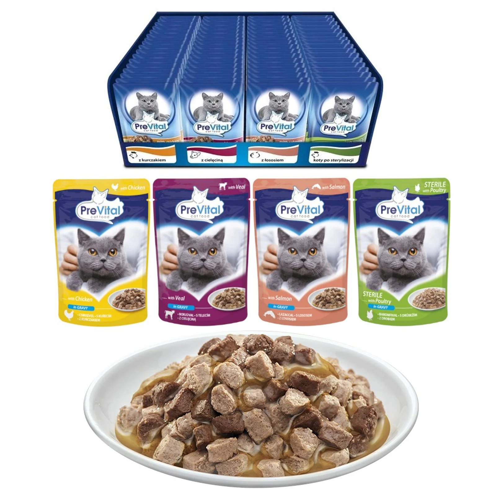 PREVITAL - Karma dla kotów sterylizowanych - 4 smaki - 96x100g — zdjęcie 1 z 6