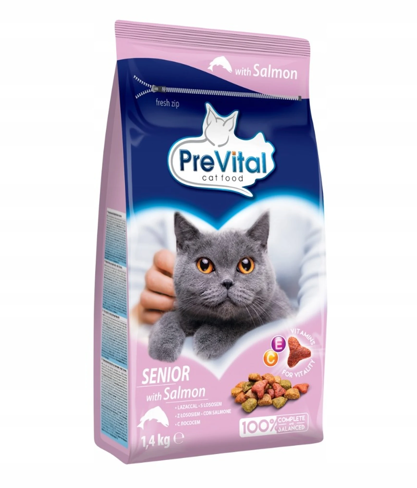 Karma sucha dla starszych psów Prevital z łososiem 1,4 kg — zdjęcie 1 z 8