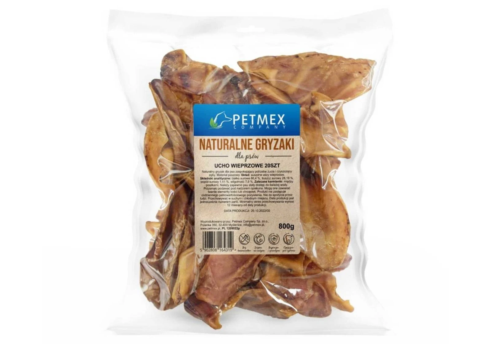 Przysmak dla psa - Ucho wieprzowe PETMEX, 20 sztuk