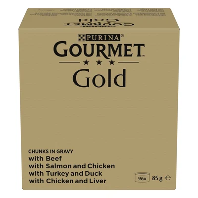 Mokra karma dla kota PURINA Gourmet Gold - Kawałki w sosie, 96 saszetek po 85g