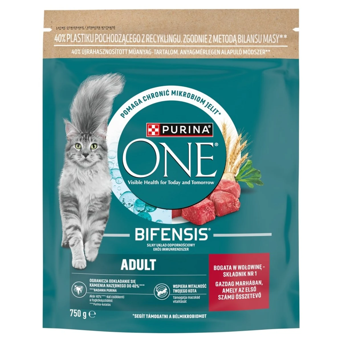 Purina ONE Ad Bogata w Wołowinę i Pełne Ziarna 750g