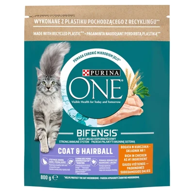 Purina One Bifensis - Karma sucha dla kota na sierść i kule włosowe z kurczakiem - 800 g