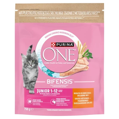 Karma sucha dla kociąt Purina ONE Junior z kurczakiem i pełnoziarnistymi 750g