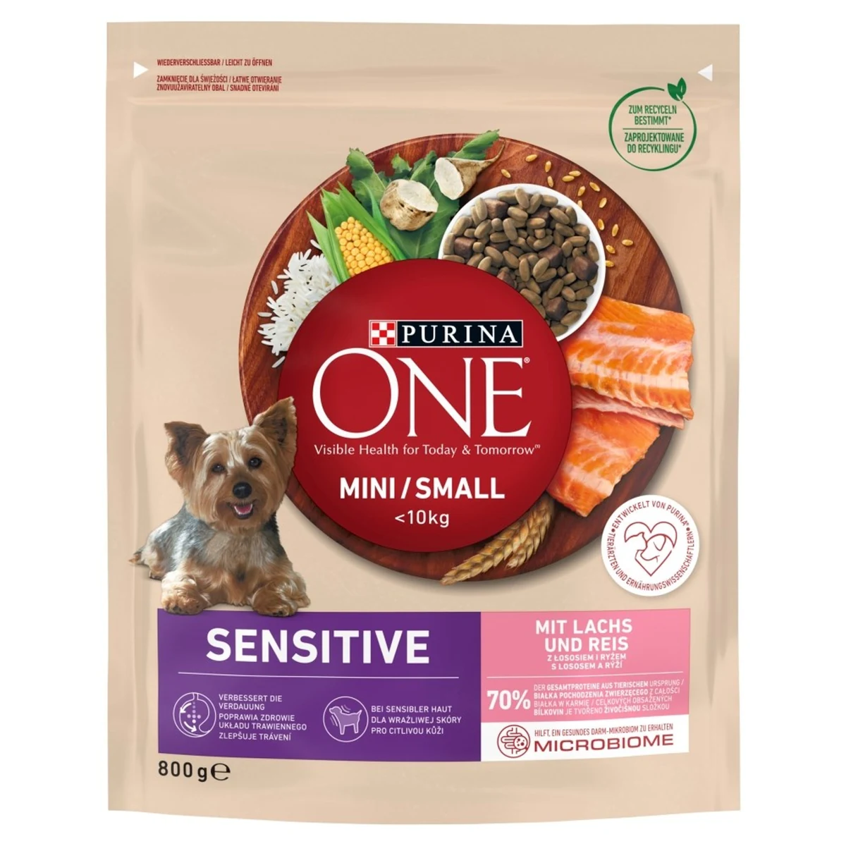 PURINA One Mini/Small Sensitive Łosoś - 800 g