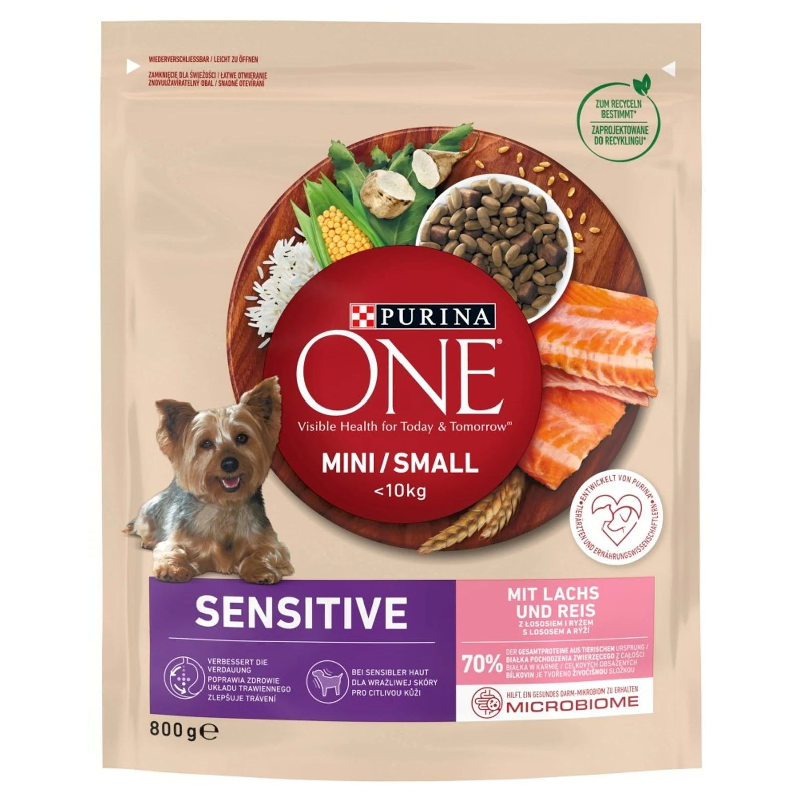 PURINA One Mini/Small Sensitive Łosoś - 800 g — zdjęcie 1 z 7