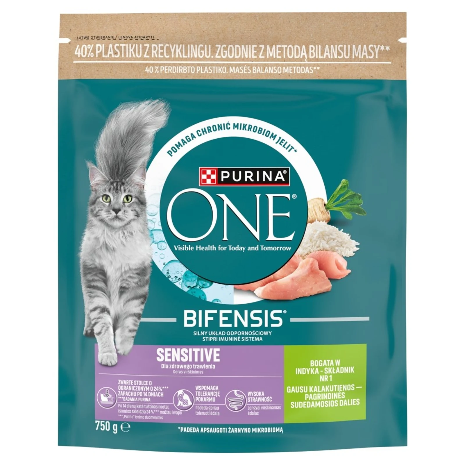 Purina ONE Sensitive Bogata w Indyka i Ryż 750g — zdjęcie 1 z 5