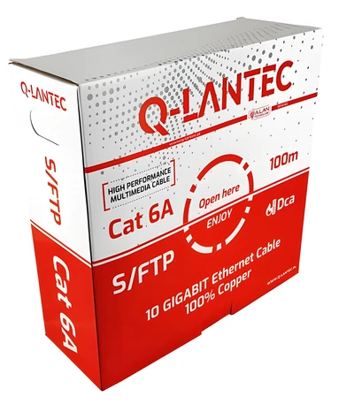 Kabel sieciowy Q-LANTEC S/FTP kat.6A, 100m, 10Gb/s