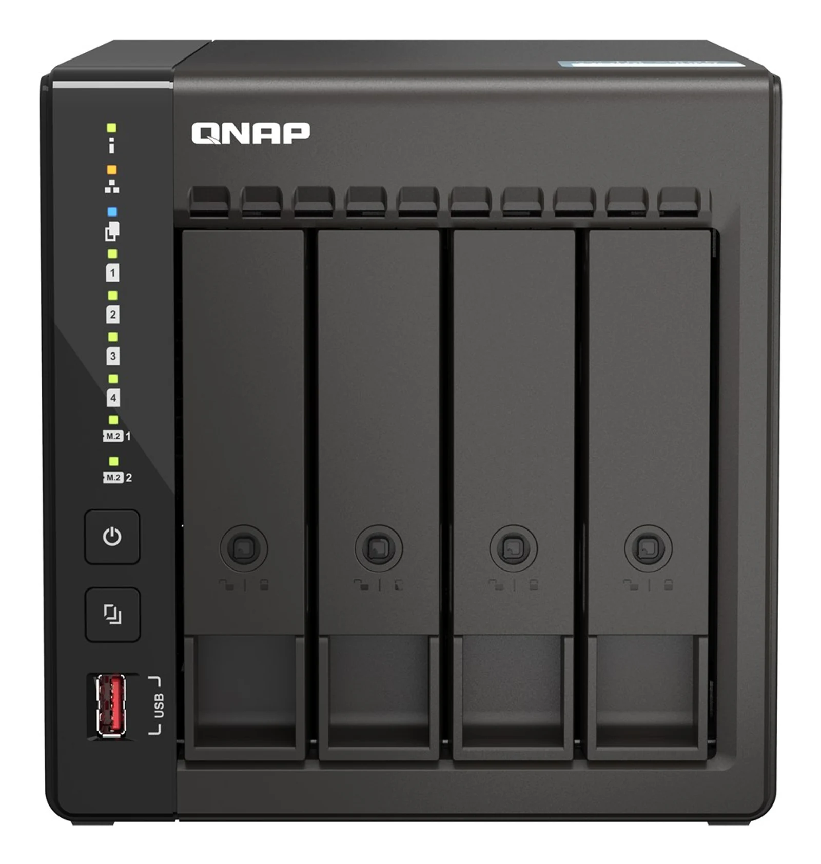 Serwer NAS QNAP TS-453E-8G, 4 dyski SATA, Intel Celeron J6412 — zdjęcie 1 z 7
