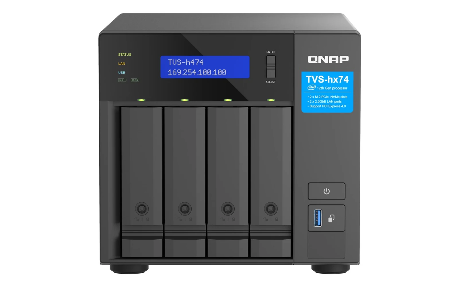 Dysk sieciowy NAS QNAP TVS-h474-8G, wieża, Intel Pentium Gold G7400 — zdjęcie 1 z 6