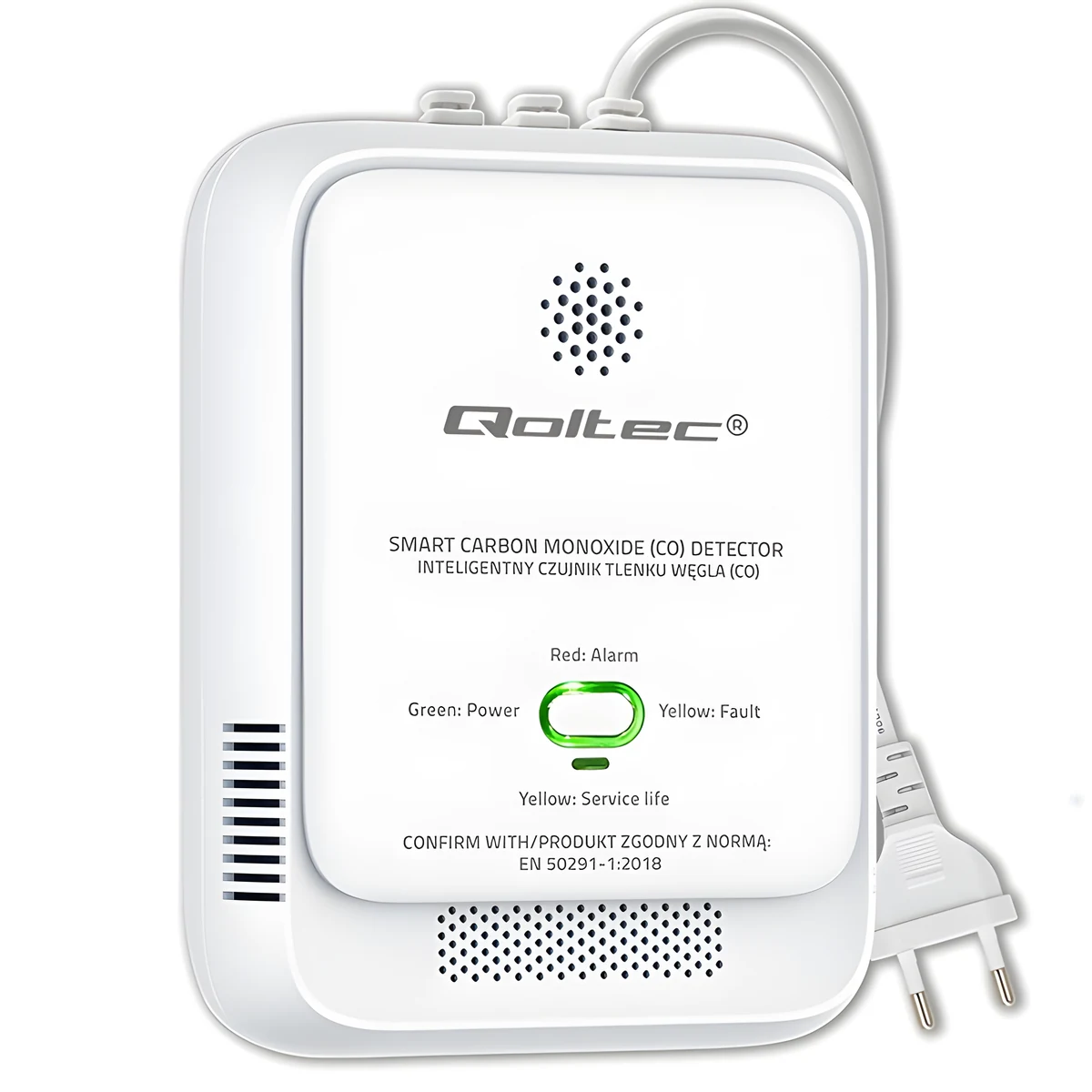QOLTEC CZUJNIK TLENKU WĘGLA (CZADU) | DETEKTOR CO | ALARM 85DB LED