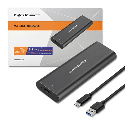 QOLTEC OBUDOWA M.2 SATA SSD | NVME | USB C