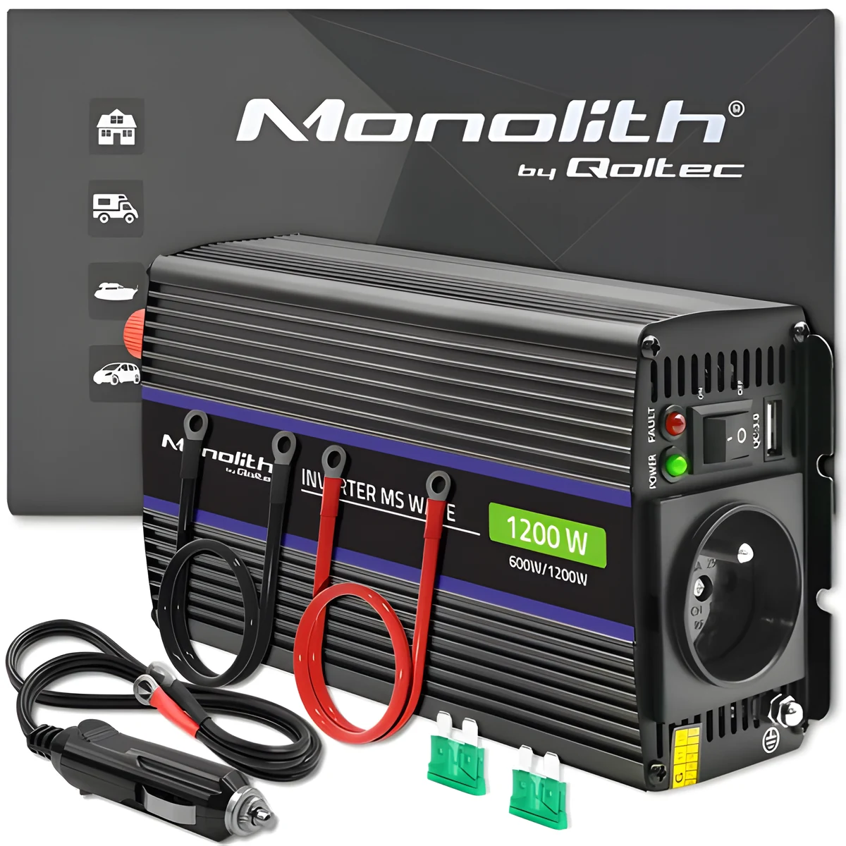 QOLTEC PRZETWORNICA MONOLITH 1200 MS WAVE 12V NA 230V