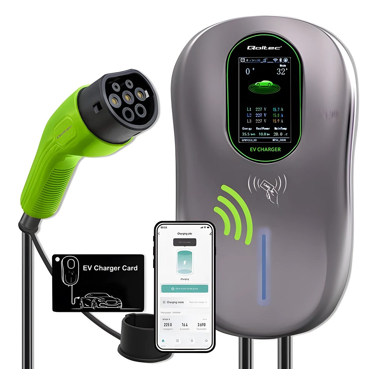 Qoltec Stacja ładowania EV 2w1 Typ2 22kW Wallbox