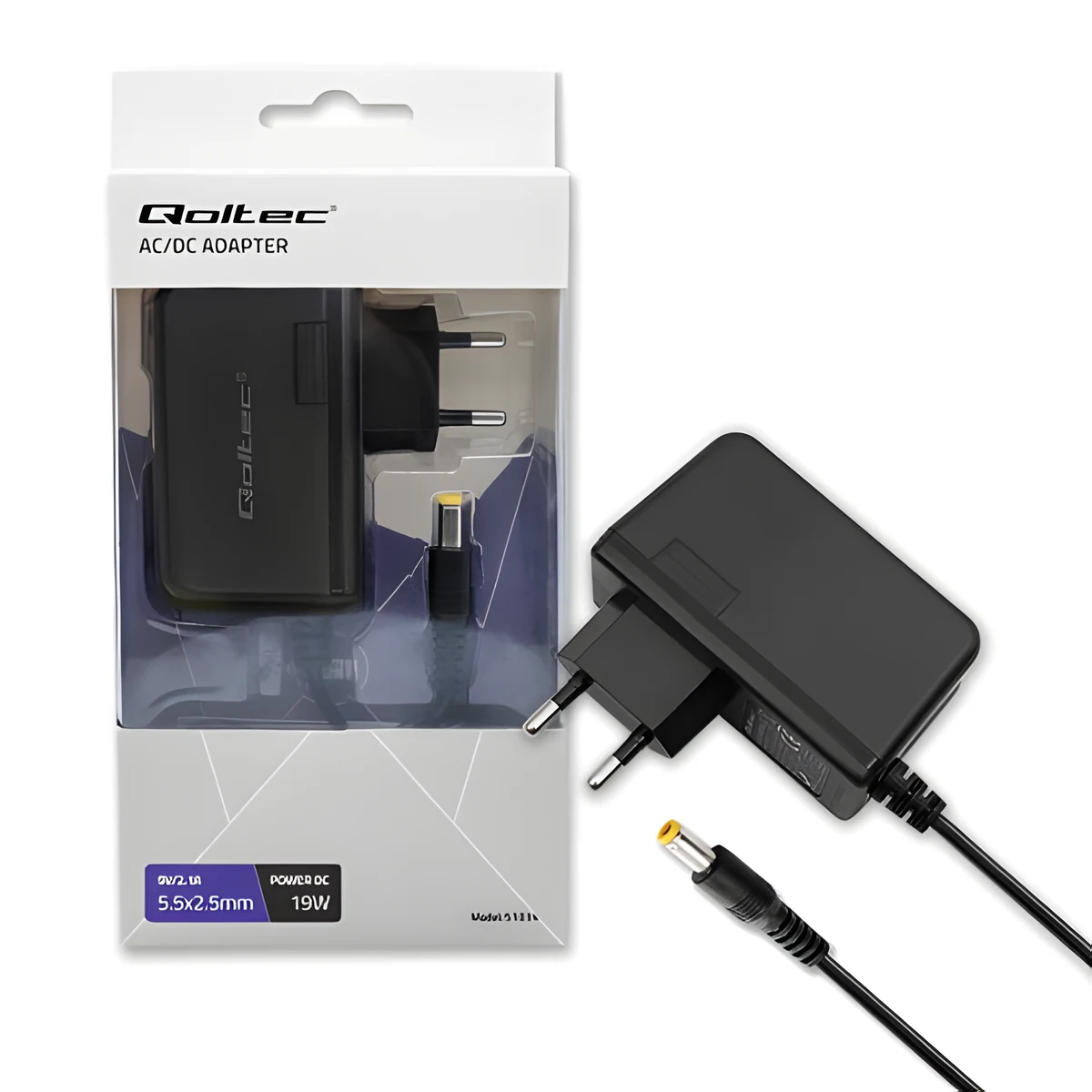 Zasilacz wtyczkowy Qoltec 19W | 9V | 2.1A | 5.5 x 2.5 mm