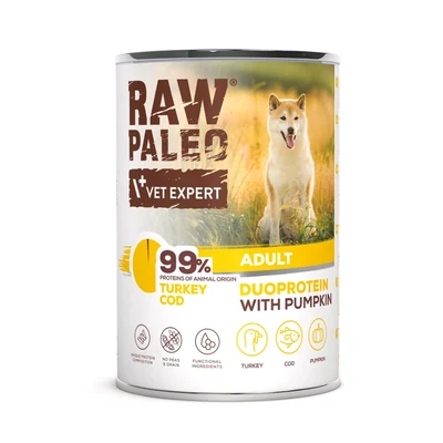 Karma mokra Paleo dla dorosłych psów, indyk i dorsz, 400g