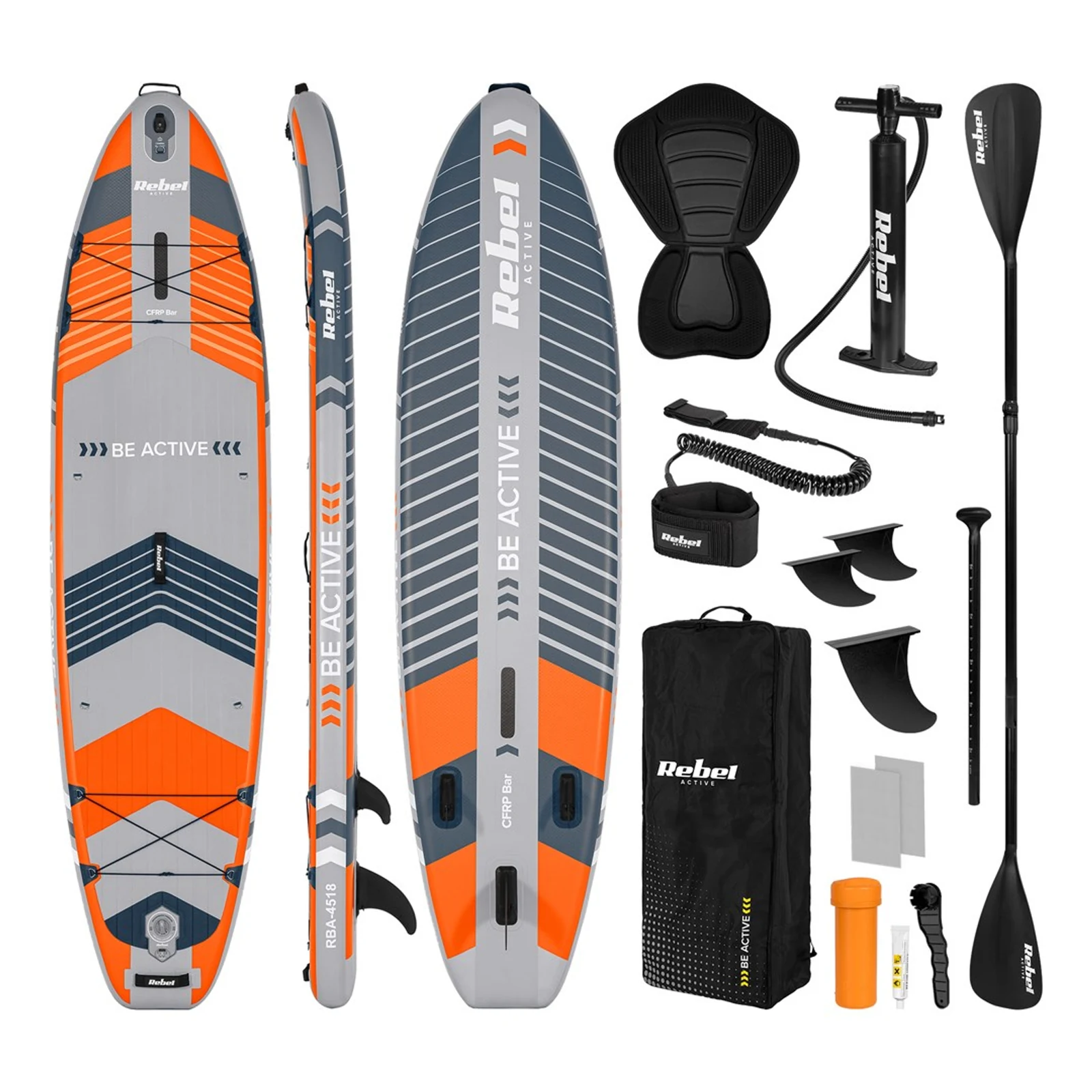 REBEL ACTIVE DESKA SUP PRO POMARAŃCZOWA RBA-4518-OR — zdjęcie 1 z 8
