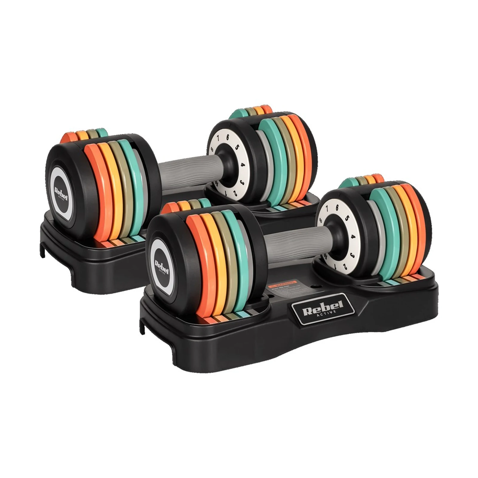 REBEL ACTIVE HANTLE ŻELIWNE REGULOWANE AUTOMATYCZNIE, ZESTAW 2X10 KG, SKOK CO 1KG RBA2335 — zdjęcie 1 z 8