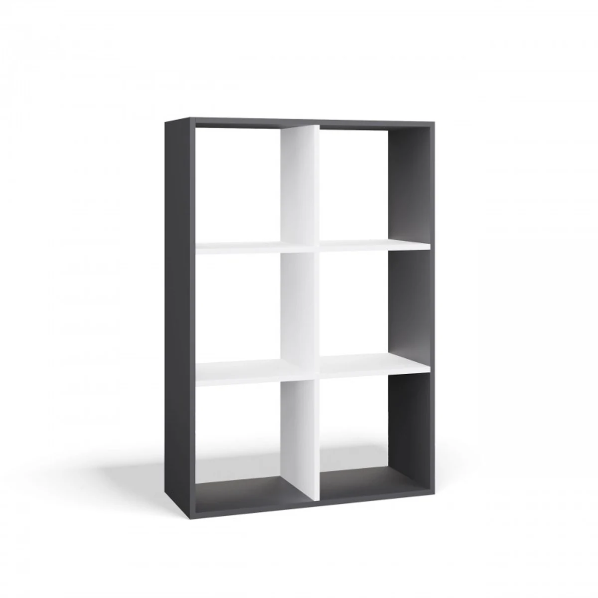 Regał drewniany Malax 2x3, antracyt/biel