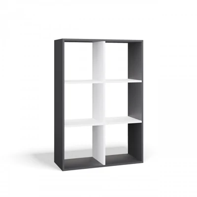 Regał drewniany Malax 2x3, antracyt/biel