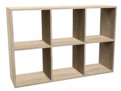 Regał drewniany Malax 2x3 Sonoma - 6 półek, obrzeże ABS