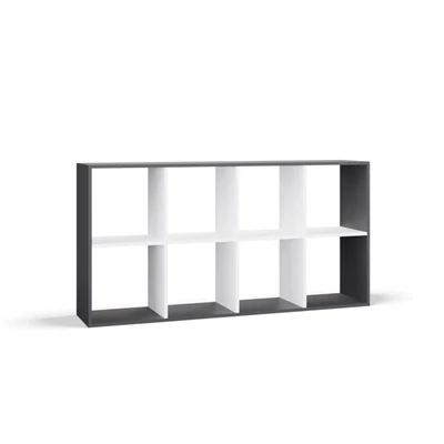Regał drewniany Malax 2x4, antracyt/biel
