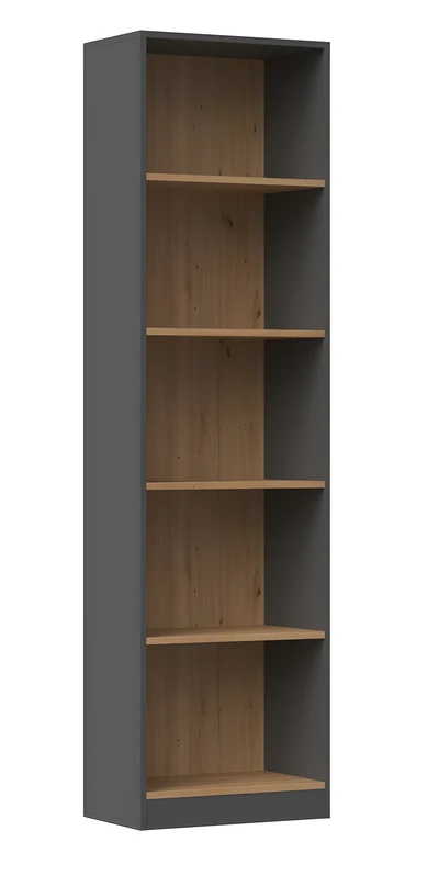 Regał drewniany R50 50x30x181 cm, antracyt/artisan